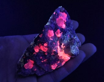 TUGTUPITE "FANTASY ROCK!" Sodalite, Chkalovite, analcime, Uranyl Ion, and Arfvedsonite. Rare Fluorescent! Ilimaussaq Greenland