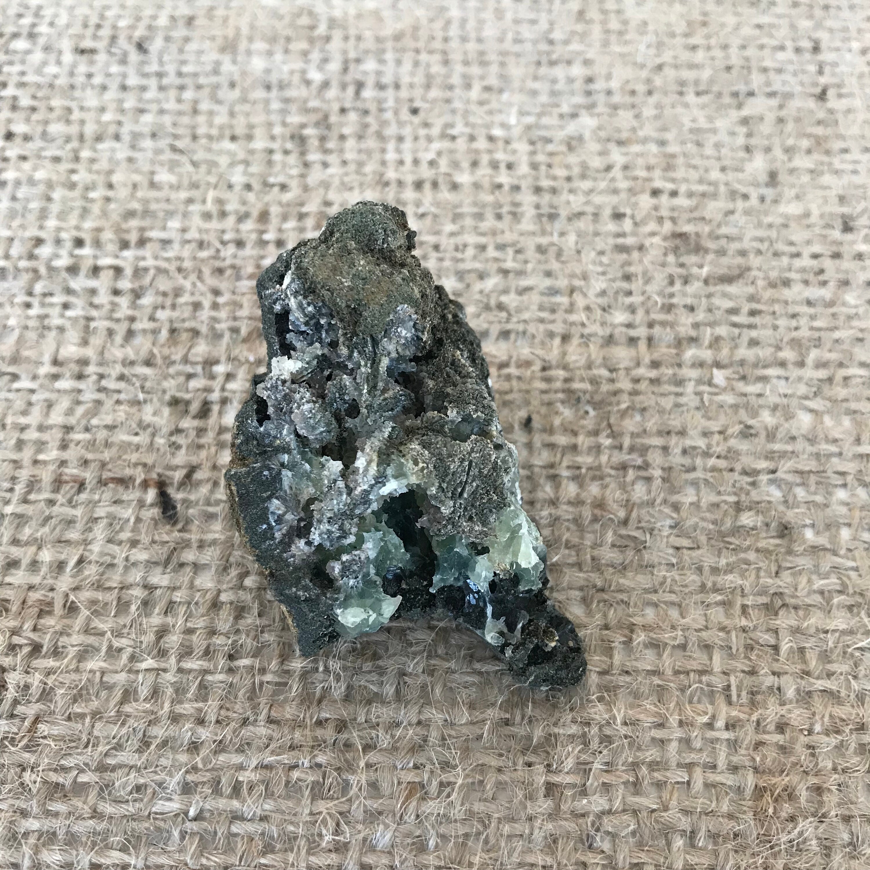 RARE pumpellyite and prehnite specimen. Lower New Street Quarry. Small