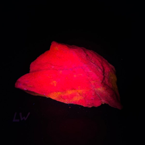 Fluorescent Tremolite. Pink/fuchsia shortwave & longwave fluorescent. From Balmat, Ny.