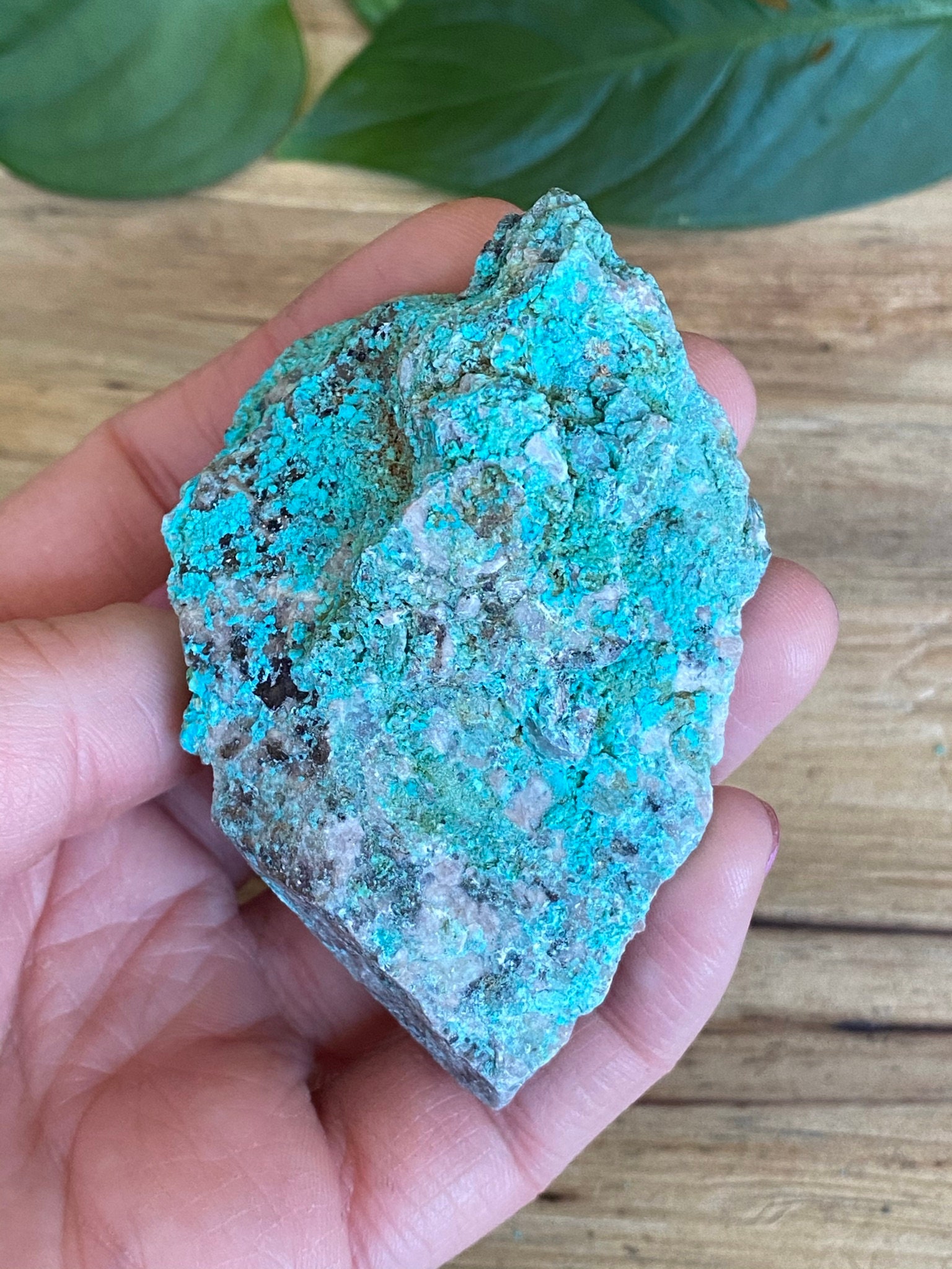 Raw Chrysocolla and Malachite specimen. Rough and natural blue and