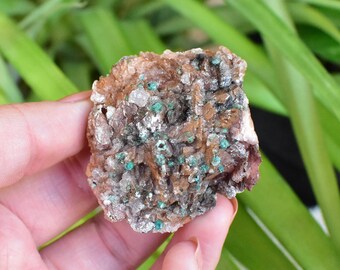 ROSASITE, DOLOMITE, and GYPSUM. Raw/Rough crystal cluster from Morocco.