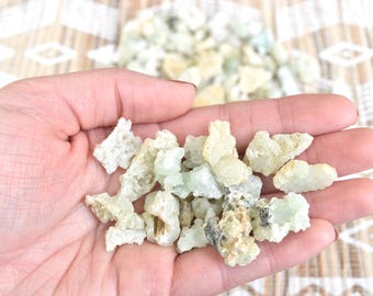 Raw PREHNITE crystal lot - Pieces and chips- XS. Rough chips and pieces. Upper New Street Quarry, Paterson, New Jersey, NJ.