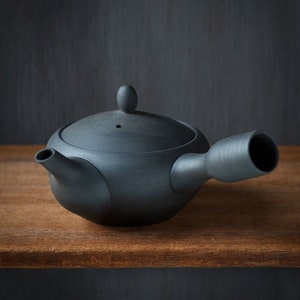 Kyusu Teapot KUROKUSUBE Medium Ceramic or Screen Mesh Filter Nankei Pottery zdjęcie 1