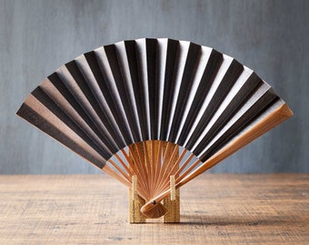 Kyo-sensu (Tea Ceremony Fan) Smoked Graphite Susudake 6 Sun (roku-sun)