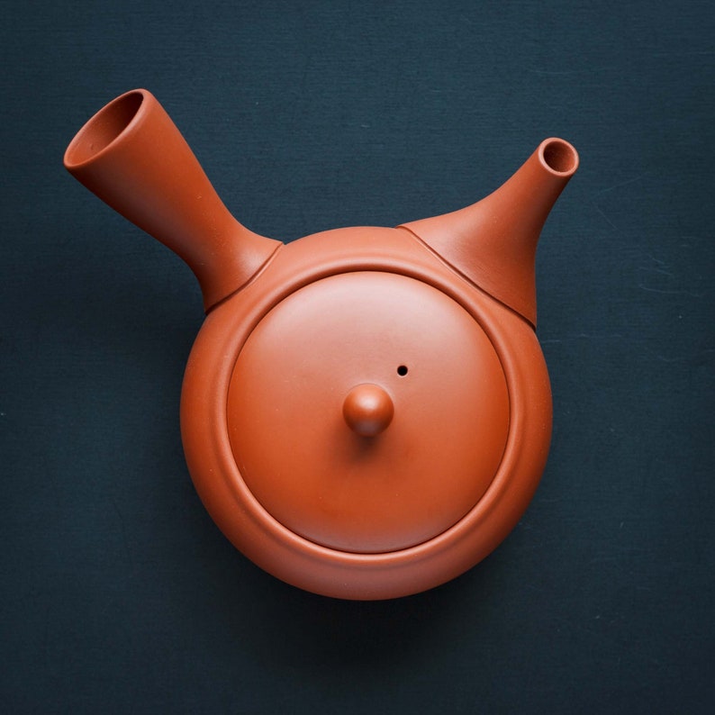 Japansk Kyusu tekanna HIRAMARU 平丸 Vermillion – Jinsui Tokoname bild 5