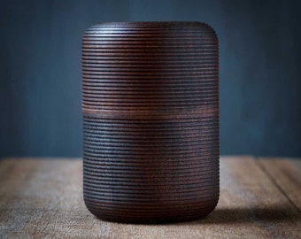 Tea Caddy Japanese, Chazutsu, Tea Canister, Tea Container - KARMI TAWARA Fuki Brown - Gato Mikio