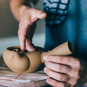 Kyusu Teapot KUROKUSUBE Large Ceramic or Screen Mesh Filter Nankei Pottery image 8