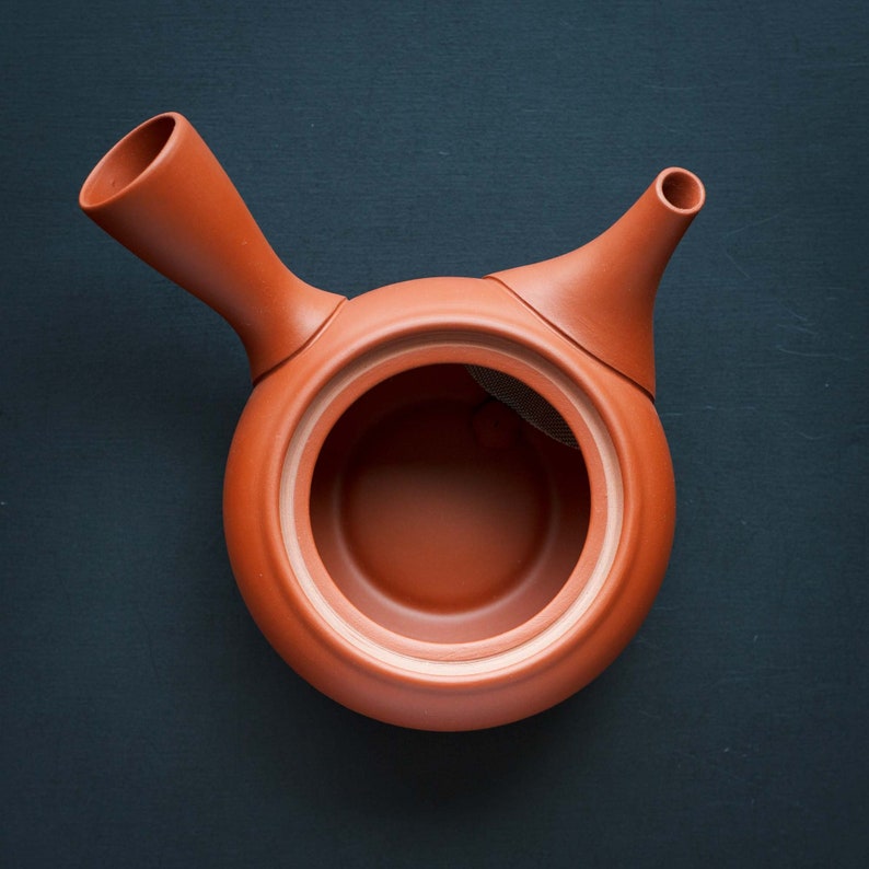 Japansk Kyusu tekanna HIRAMARU 平丸 Vermillion – Jinsui Tokoname bild 6