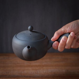 Kyusu Teapot KUROKUSUBE Large Ceramic or Screen Mesh Filter Nankei Pottery image 4