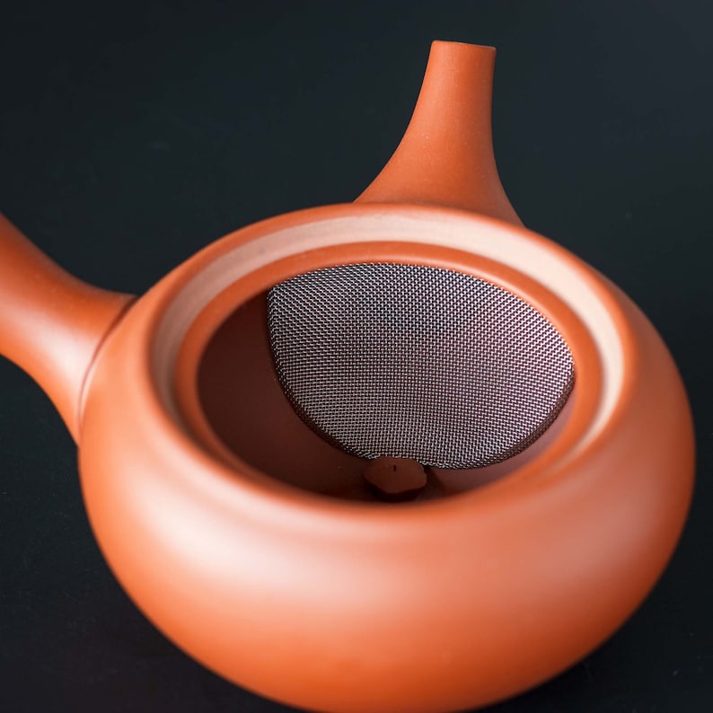 Japansk Kyusu tekanna HIRAMARU 平丸 Vermillion – Jinsui Tokoname bild 4
