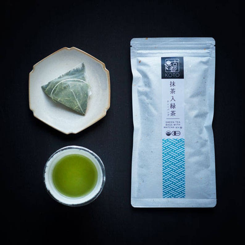 Organic Green Tea Bags with Matcha 12 x 3g Etsy