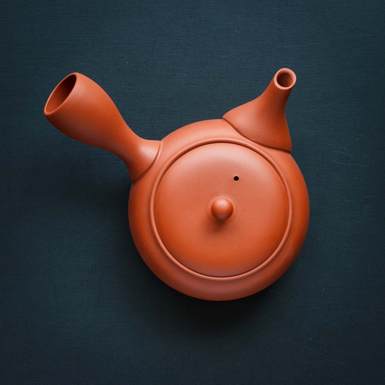 Japanese Kyusu Teapot KAMAGATA カマ形 Vermillion – Jinsui Tokoname image 5