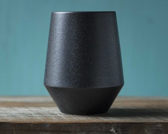 Tea Cup FRUSTUM Tall Black: Japanese Yunomi by Yamatsu