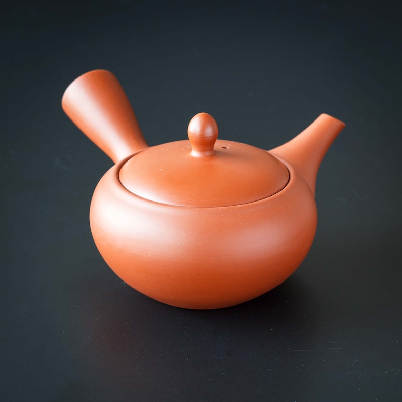 Japansk Kyusu tekanna HIRAMARU 平丸 Vermillion – Jinsui Tokoname bild 3