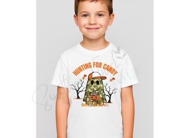 Camo Ghost PNG | Hunting for Candy Halloween Sublimation | Country Fall Trick or Treat Shirt Design | Cute Outdoors Spooky Season PNG