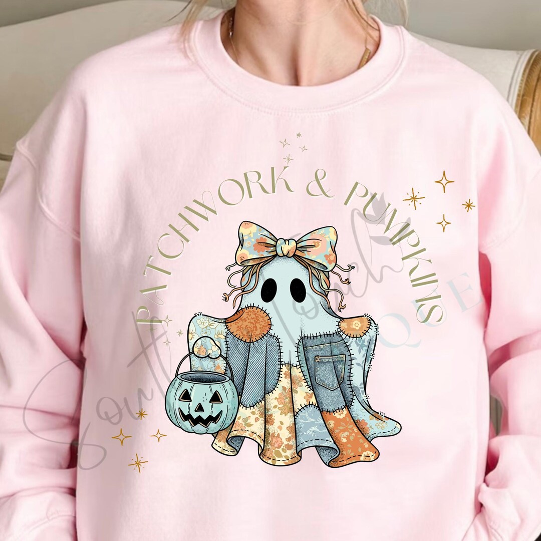 Patchwork Ghost PNG | Cute Halloween Sublimation Pumpkins & Bows ...