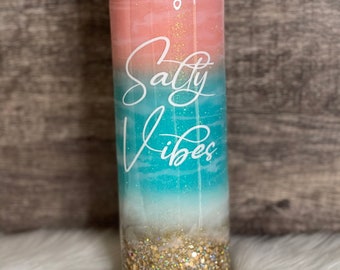 Beach Epoxy Tumbler, Salty Vibes 20 oz. Skinny Epoxy Tumbler, Mother’s Day gift