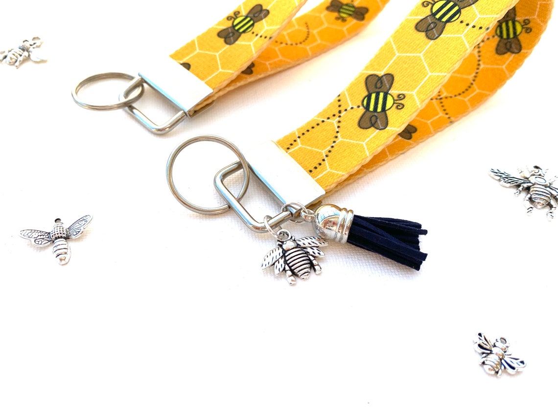 Bee Key Fob Bee Keychain with Bee charm and Tassel Bee Etsy