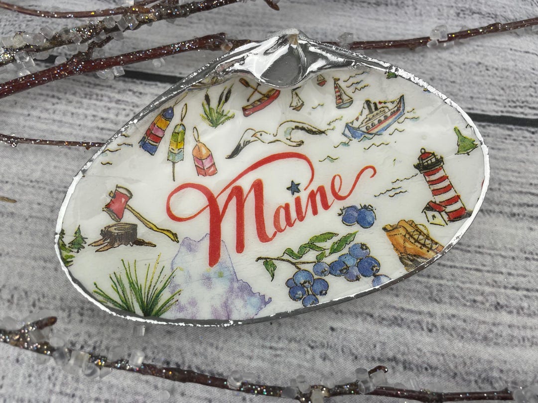 Maine Clam Shell Ring Dish With Silver, Epoxied Dish, Coastal Decor ...