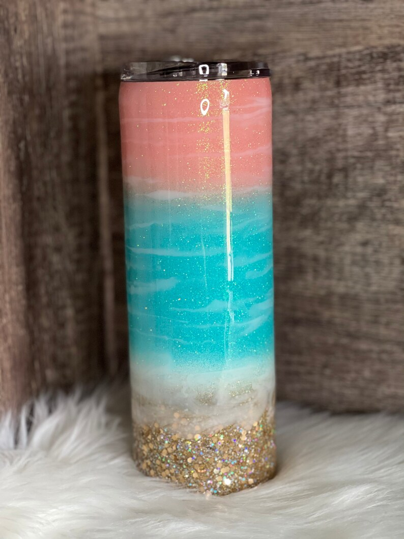 Beach Epoxy Tumbler Salty Vibes 20 Oz. Skinny Epoxy Tumbler. Etsy