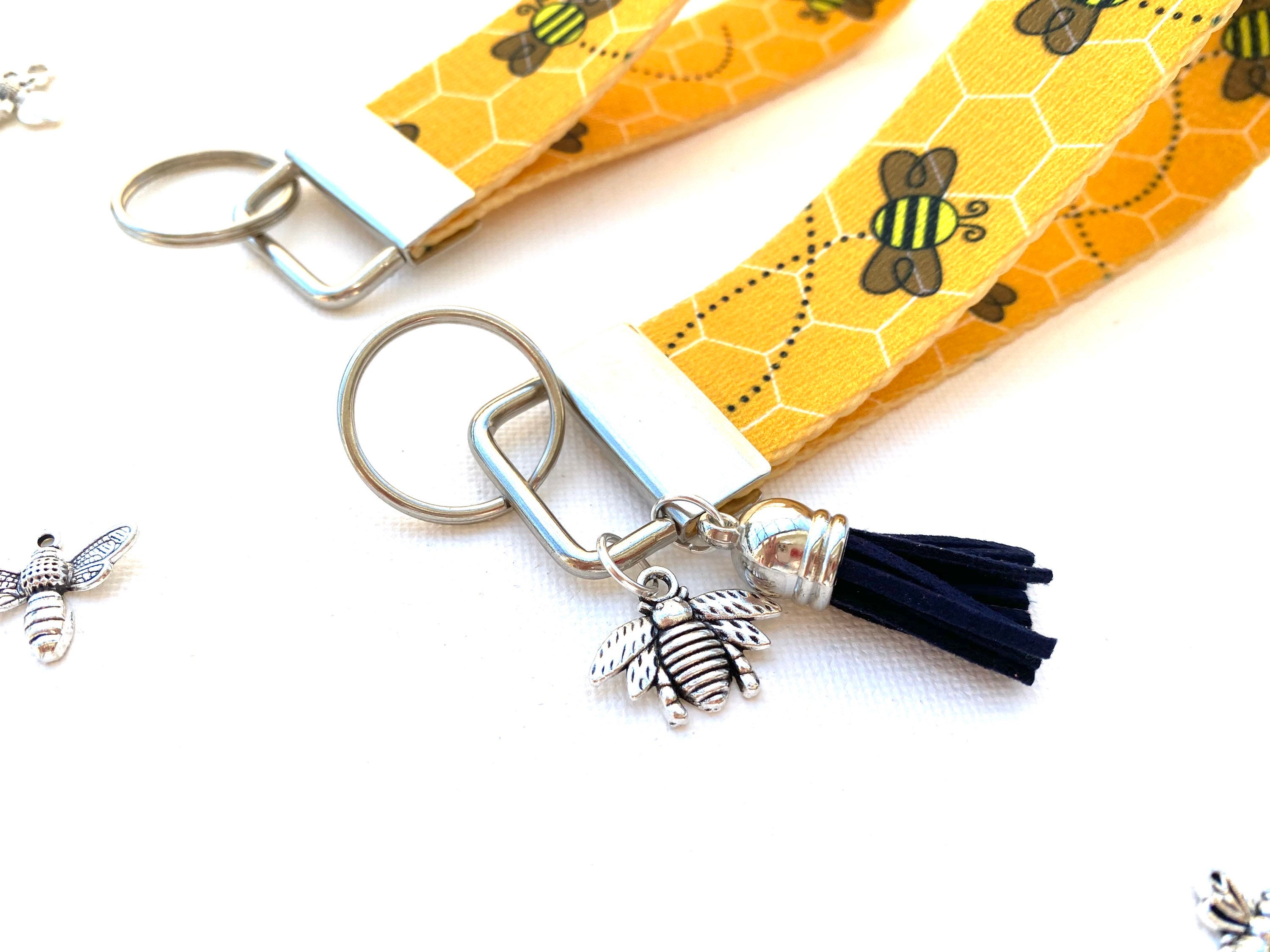 Bee Key Fob Bee Keychain with Bee charm and Tassel Bee Etsy