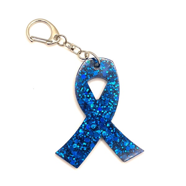 Blau Band-Darm-Krebs-bewusstsein Schlüsselanhänger: Handgemachter Epoxy Charm
