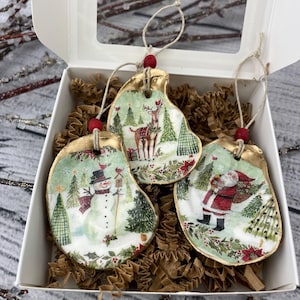 3er Set Austernmuscheln mit Epoxidharz und Gold, Weihnachtsbaum, Weihnachtsgeschenk, Einweihungsgeschenk, Weihnachtsbaumschmuck