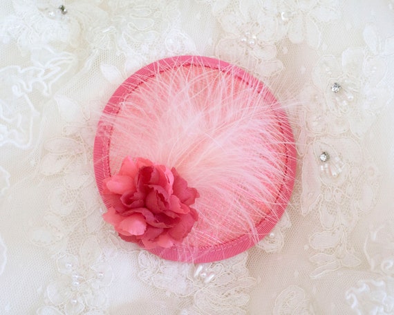 coral hat fascinator