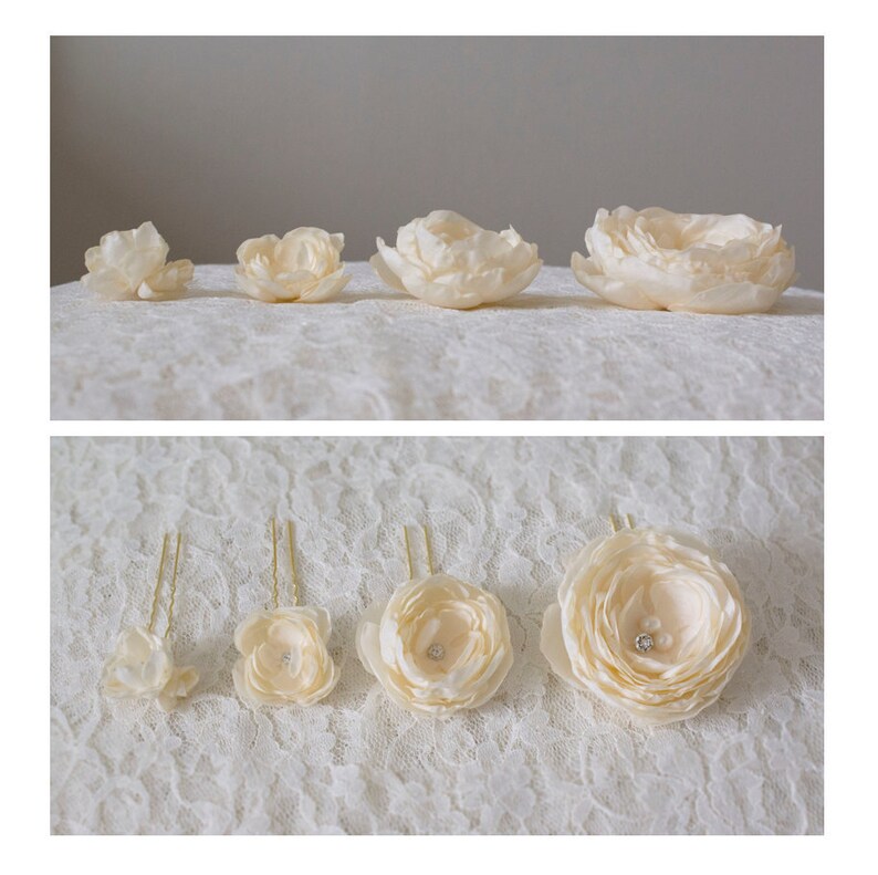 Four Hair Flowers Flower Hair Accessories Flower Hair Pins Etsy