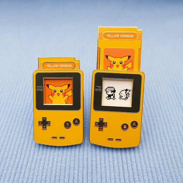 Pokemon - Sliding Enamel Pin - Gameboy Color Yellow Version with Pikachu