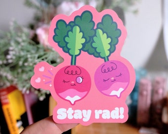 Root Vegetable Vinyl Sticker - Radish - "Stay Rad!"