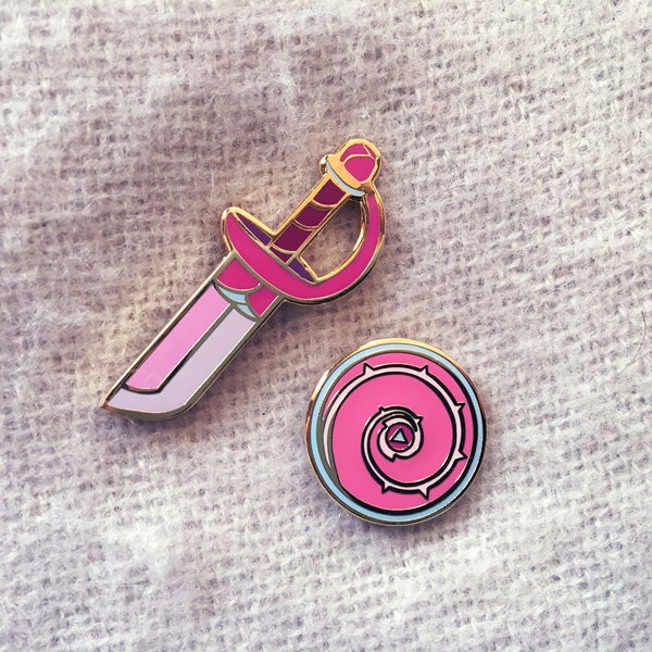 DISCONTINUE SALE 50% OFF - Steven Universe - Rose Quartz Sword and Shield Enamel Pin