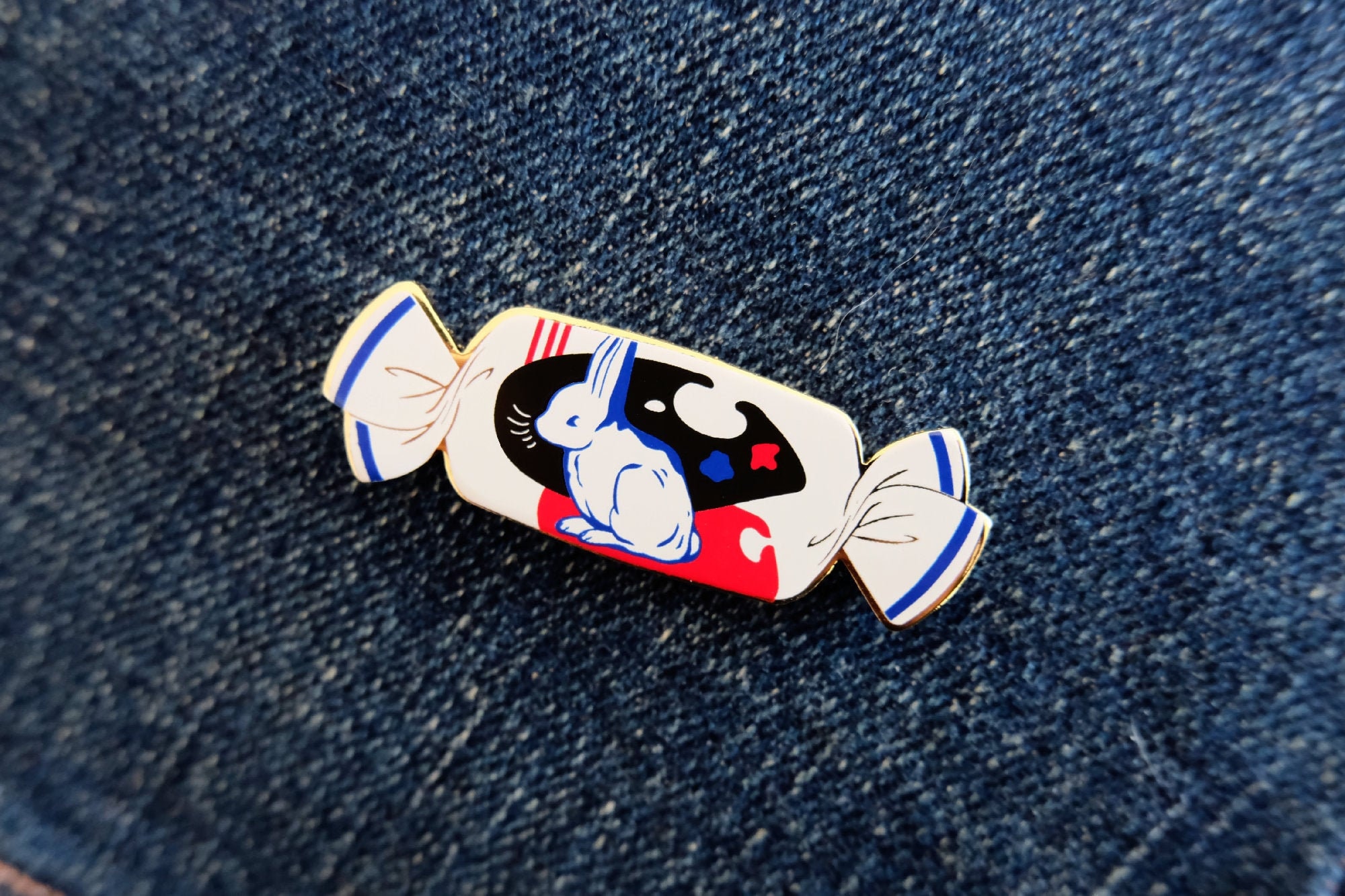White Rabbit Candy Enamel Pin