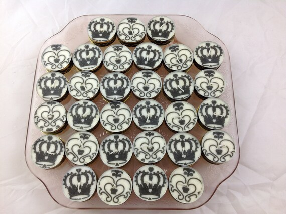 Candles Black White And Gold Crowns Royal Decor Royalty Etsy