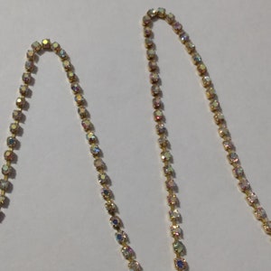 2mm AB Clear Rhinestone Trim, Rhinestone Chain, Wedding Rhinestone, Brass Setting, Rhinestone Chain by the Yard