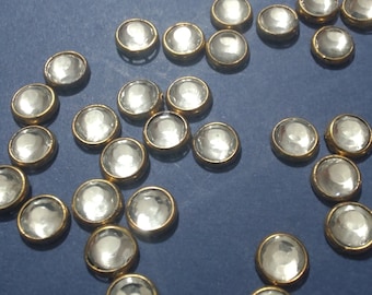Clear Hotfix Rhinestones with Gold Edging - 6mm - Pack of 15