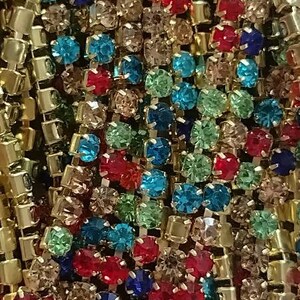 3mm Rhinestone Trim, Rhinestone Chain, Wedding Rhinestone Chain, Wedding Trim Brass Setting, Rhinestone Chain by the Yard