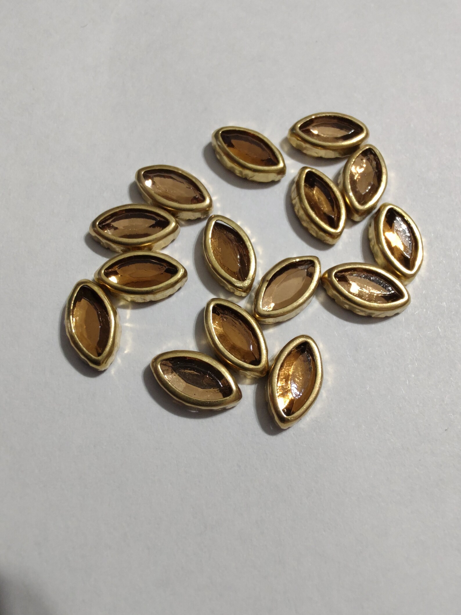 Gold Hotfix Rhinestones With Gold Edging Leafshaped Pack Etsy