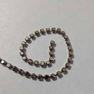 2mm Gunmetal Silver Rhinestone Trim, Rhinestone Chain, Wedding Rhinestone, Brass Setting, Rhinestone Chain by the Yard