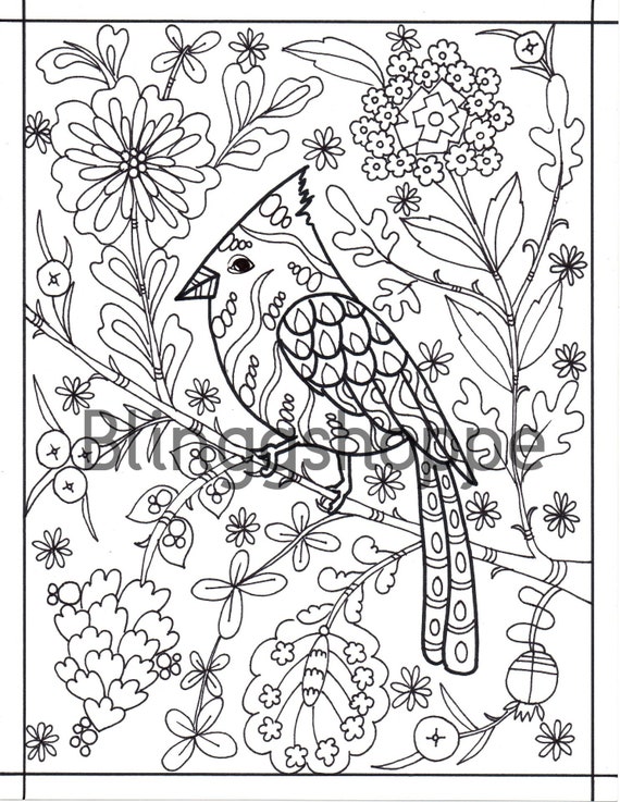 adult coloring pages cardinal coloring page birds coloring etsy