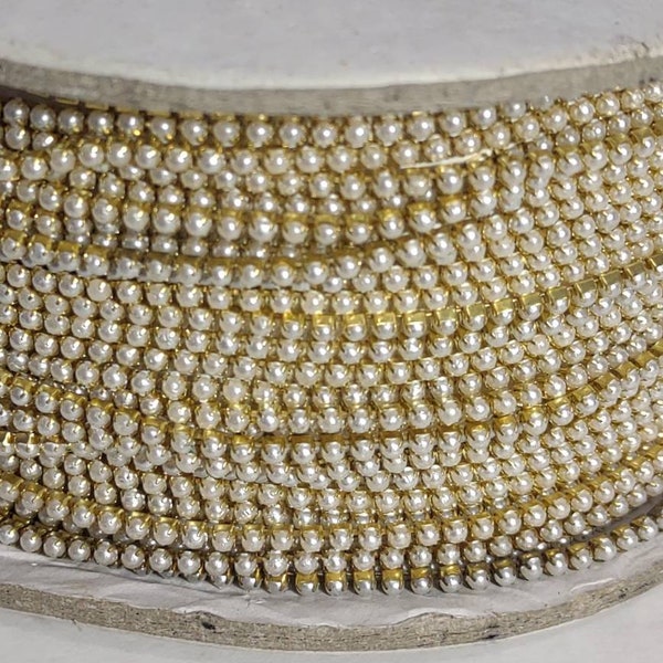 2mm Pearl Chain, Pearl Trim, Wedding Trim 1 Yard (36")