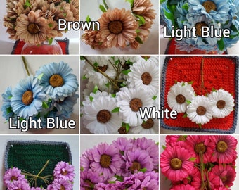 Faux Fabric Flowers, Decorative Flowers, Faux Daisy Flowers, Floral Arrangement Pack of 6