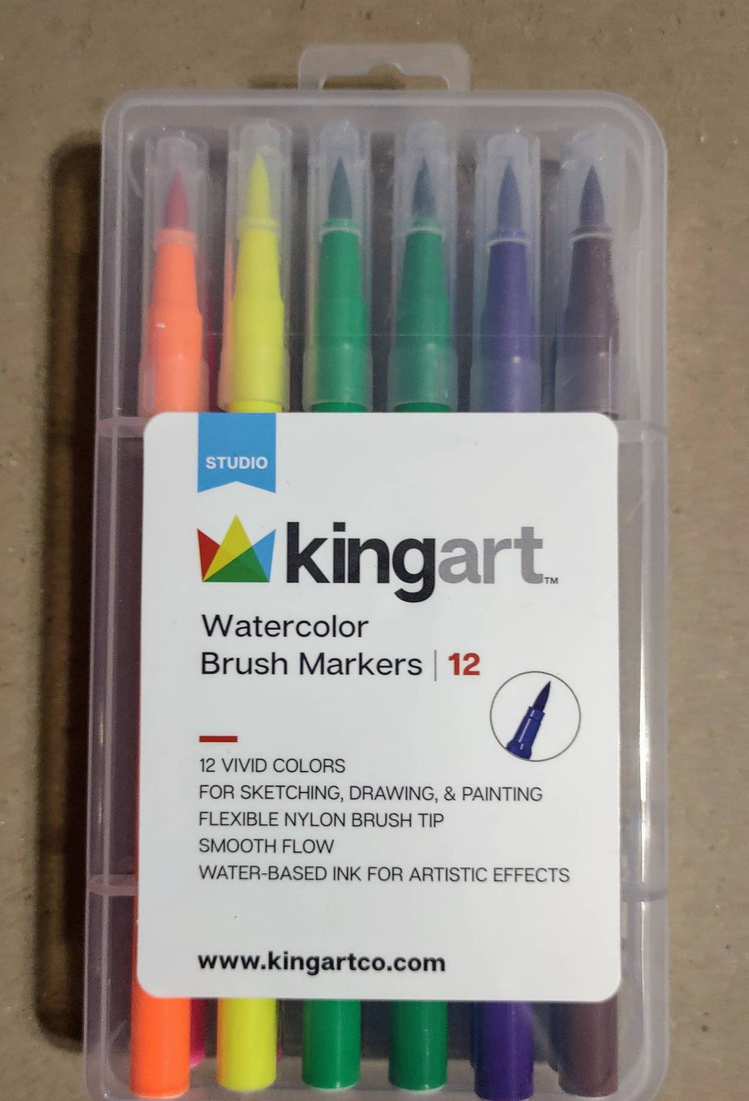 Kingart Watercolor Brush Markers - Set of 12