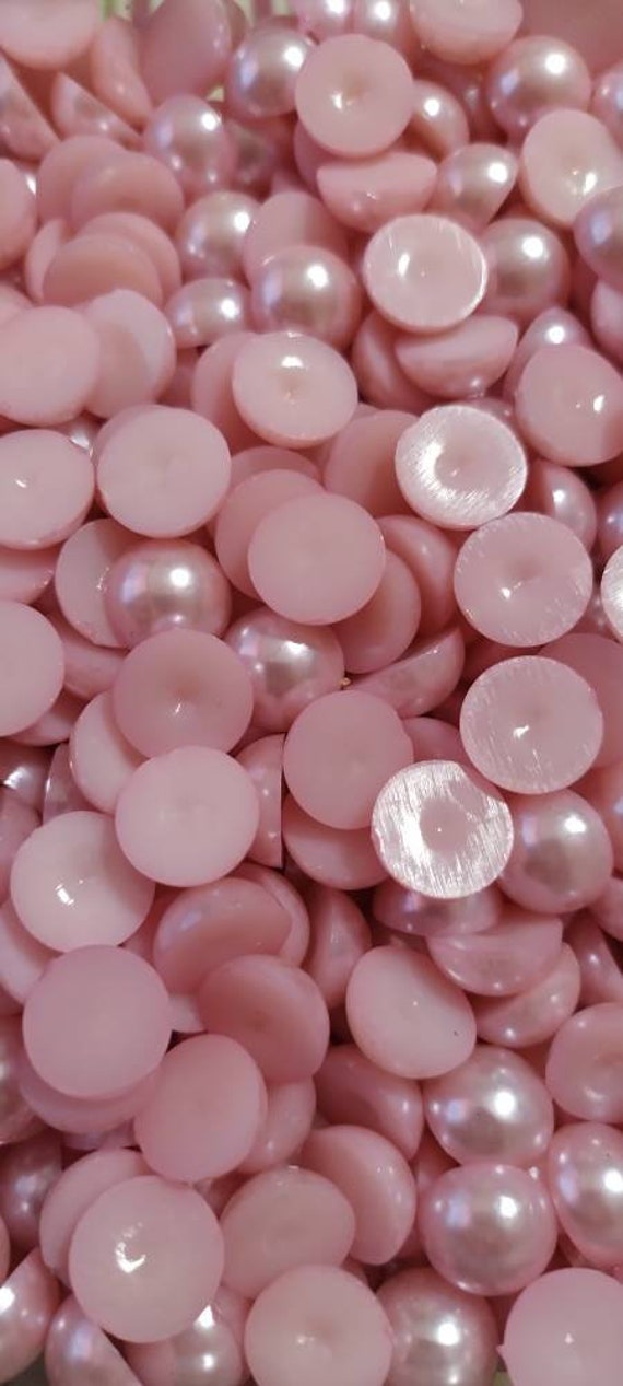 Baby Pink 12mm Flatback Pearls, Flatback Pearls 60 Pcs per Pack
