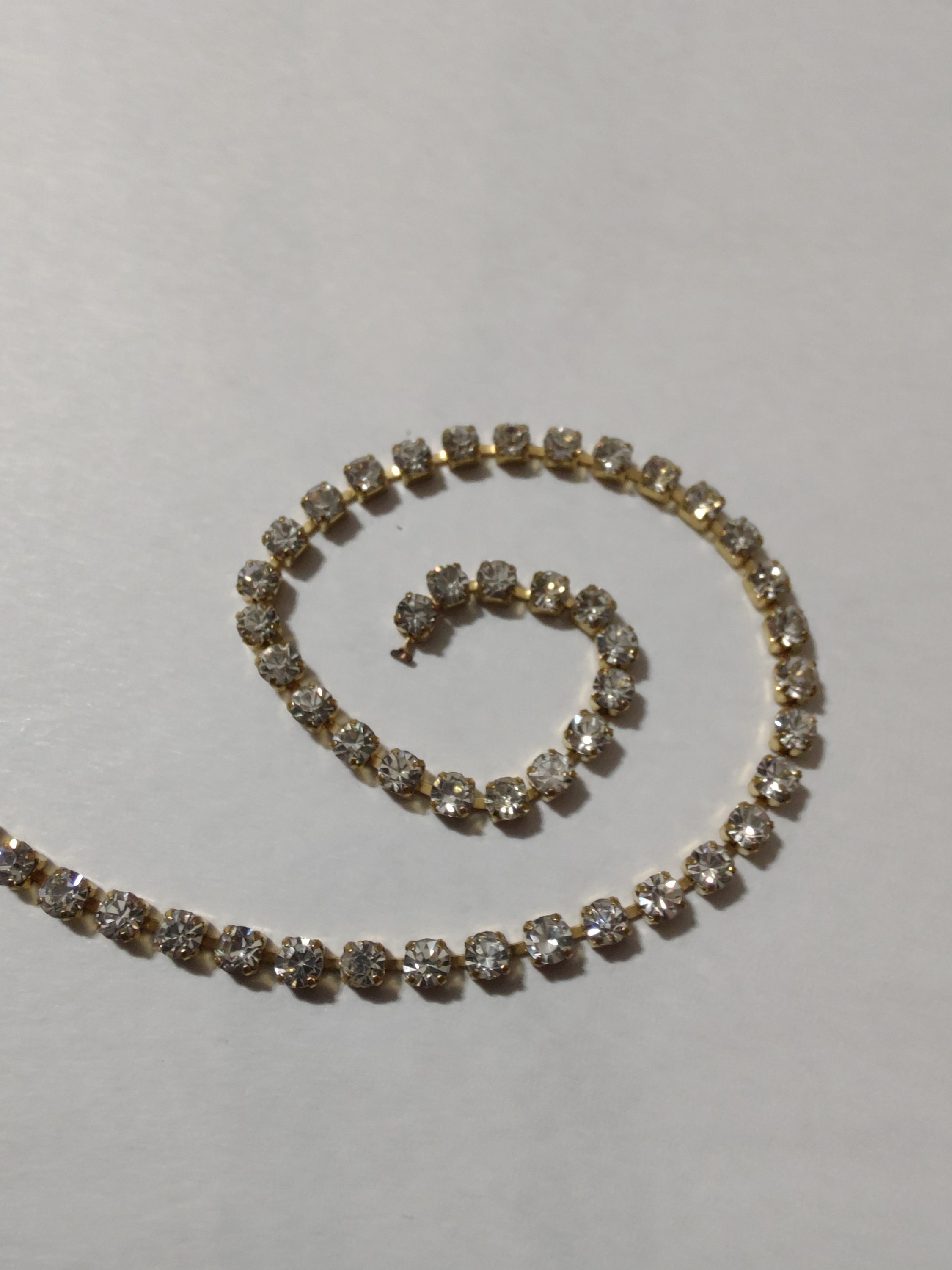 Clear Rhinestone Trims 2mm Clear Rhinestone Trim, Rhinestone Chain, Wedding Rhinestone, Brass ...