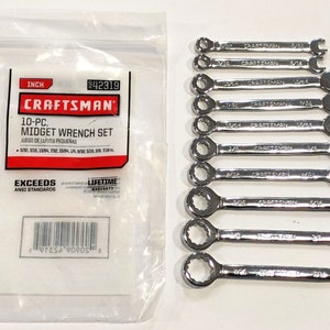 NEW Craftsman Midget (ignition) Wrench Set 10 pc #42319 Combination Sizes 5/32" - 7/16"