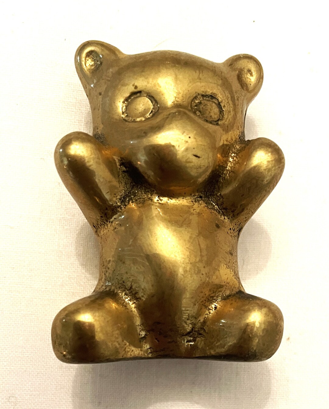 Brass Teddy Bear Figurine Statue Paperweight 2 Tall X 1 Etsy