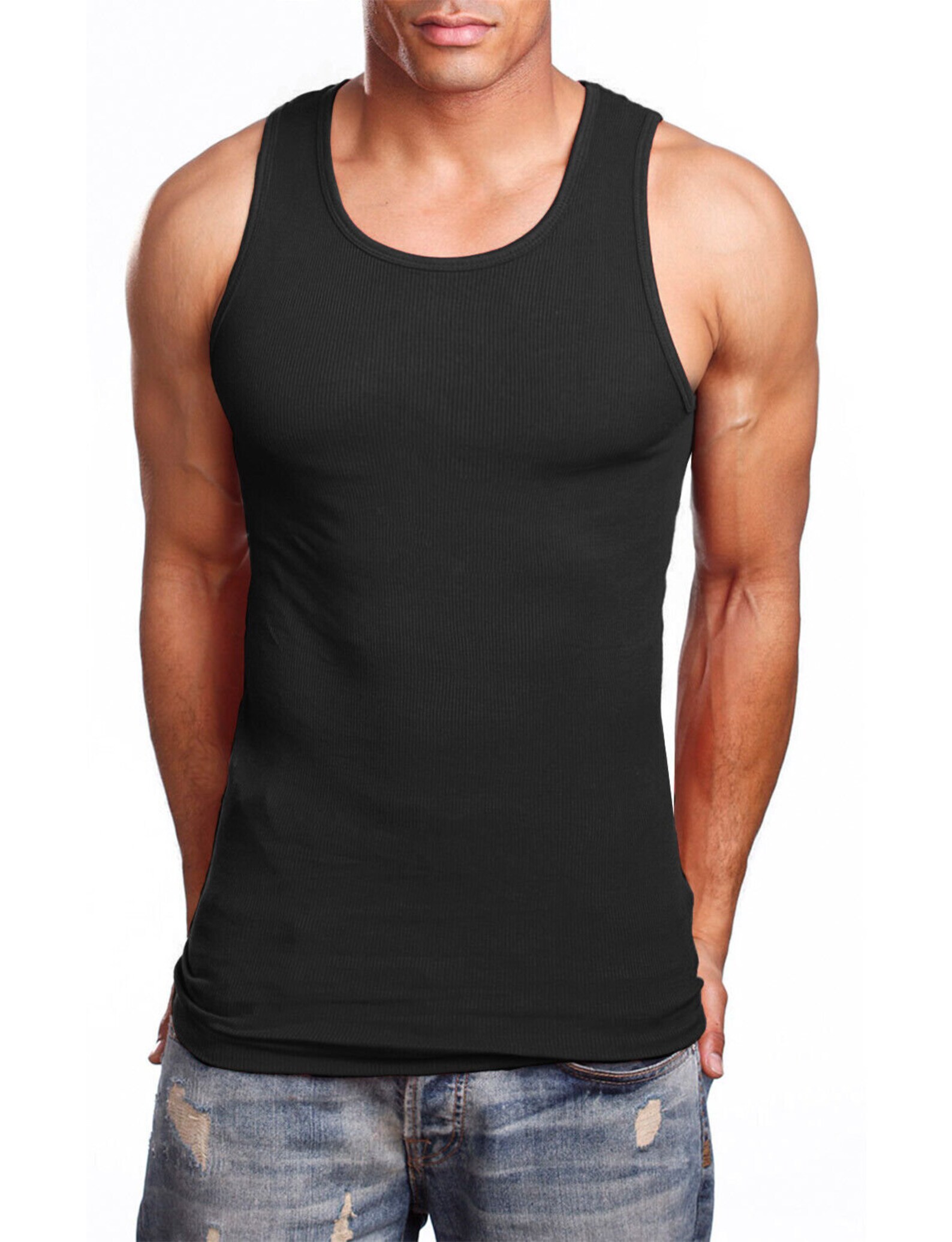 3 Pack Black Knocker A Shirt Tank Top Wife Beaters 100 Cotton. Size