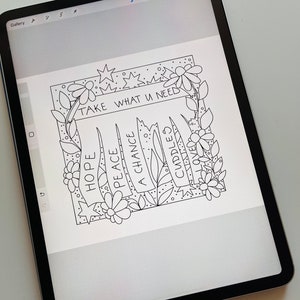 Take What U Need Kawaii Colouring Page Digital Download - Colouring Sheet - Printable Colouring Page, Print at Home - Colouring Book