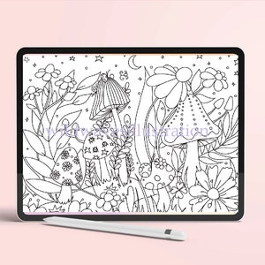 Magic Forest Kawaii Colouring Page Digital Download - Colouring Sheet - Printable Colouring Page, Print at Home - Colouring Book